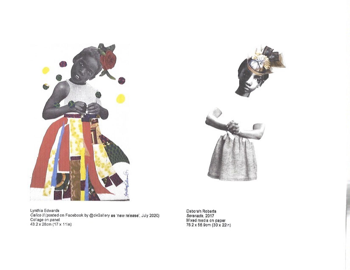 A composite image of two photo collages by different artists. They both show two Black girls with their heads slightly tilted.