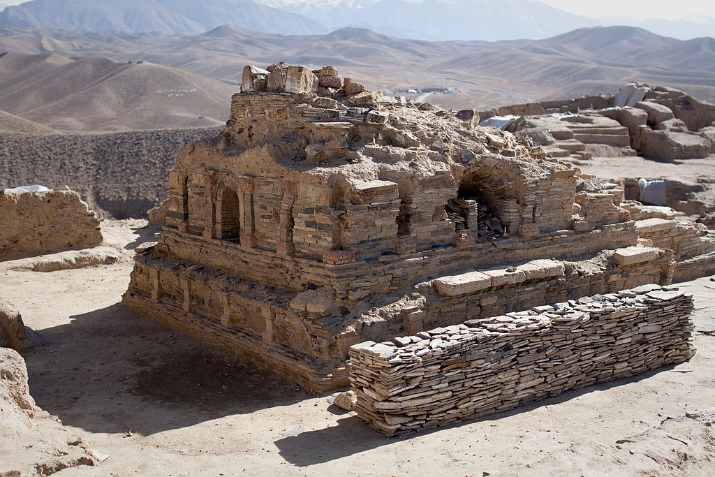 An excavated Buddhist stupa at Mes Ainak, Afghanistan, 2011.