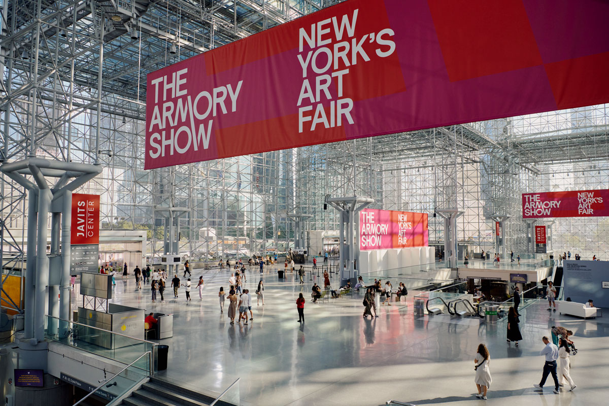 Bird's eye view of the Javits Center in New York during the Armory Show.